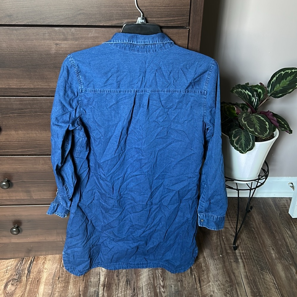 Old Navy Blue Casual Button Down dress with Classic Collar - Picture 3 of 3